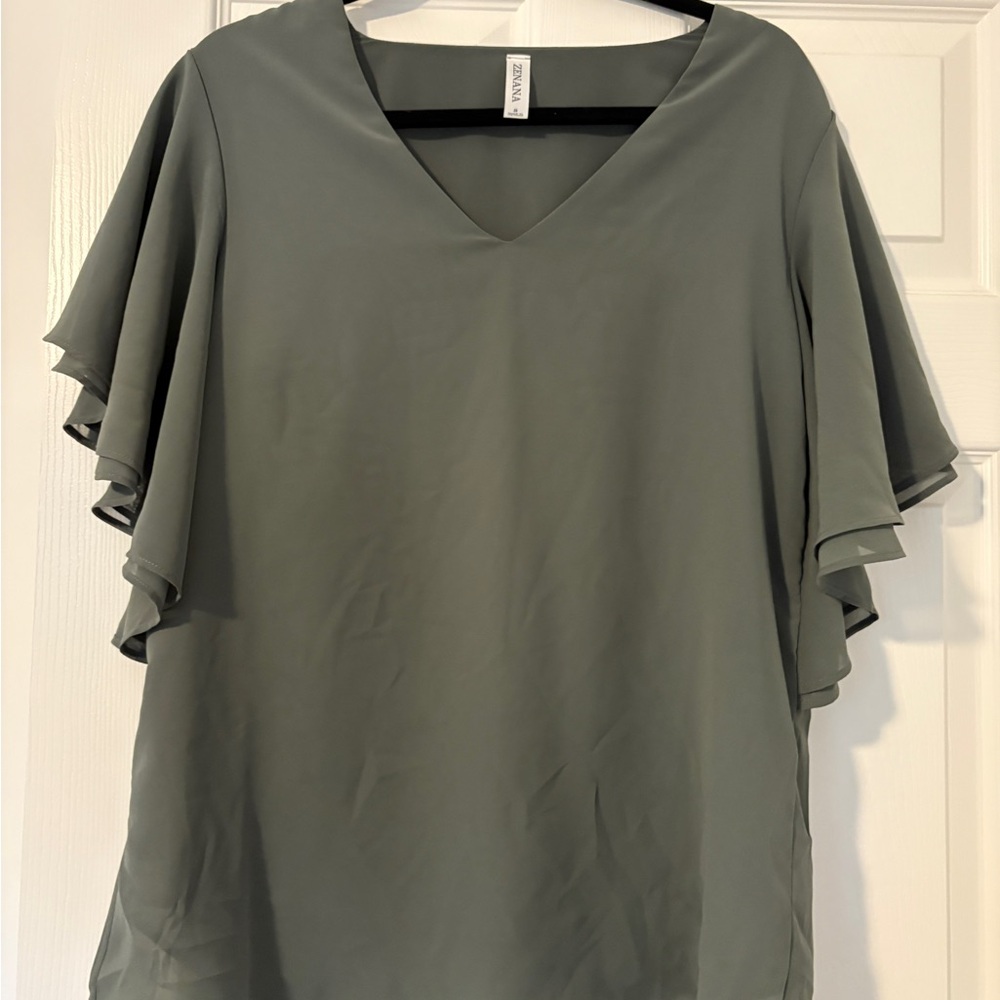 Zenana Outfitters Sage V-Neck Blouse